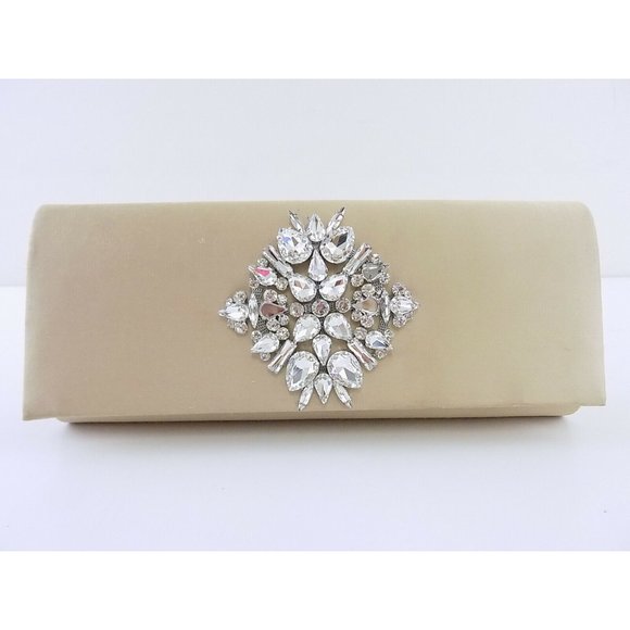 INC NICHKOLE Gold RHINESTONES BROOCH Clutch Handbag - Picture 2 of 7